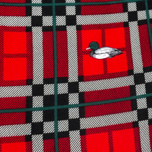 Vintage JP Collections Plaid Duck Scarf Red Green Polyester 45" Square AS IS - Picture 9 of 16